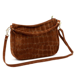 Luka 24-085 CROCO GOLD ruda odinė rankinė brązowy