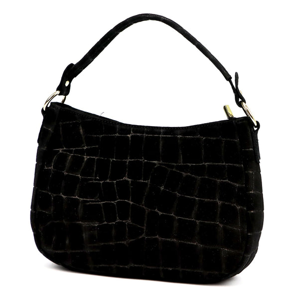 Luka 24-085 CROCO GOLD juoda odinė rankinė czarny