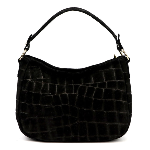 Luka 24-085 CROCO GOLD juoda odinė rankinė czarny