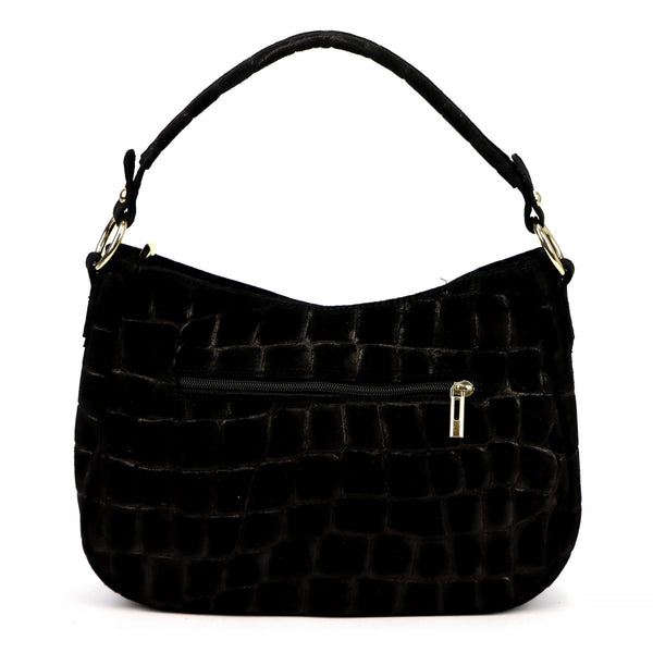 Luka 24-085 CROCO GOLD juoda odinė rankinė czarny