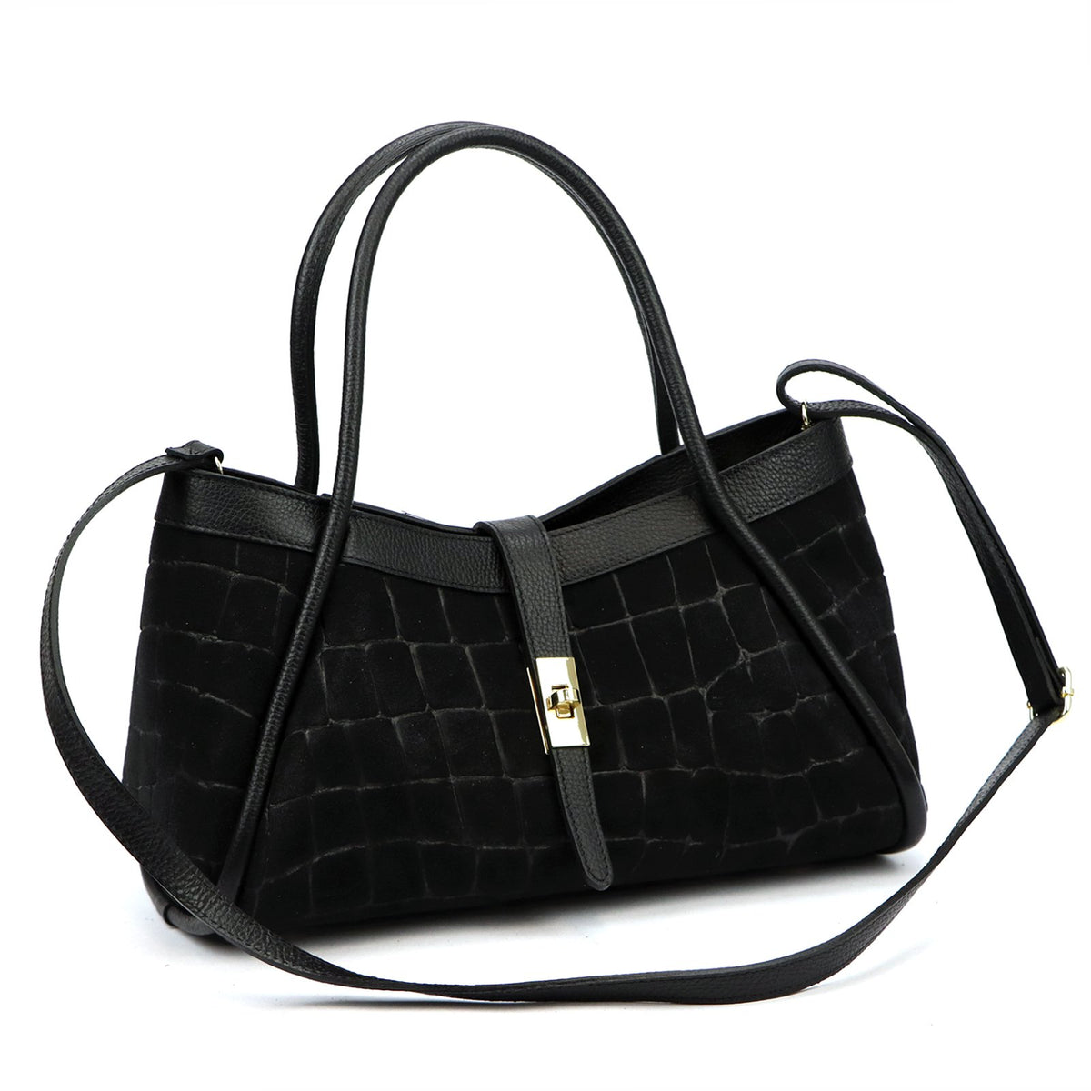 Camilla PREMIUM 10.014 CROCO juoda odinė rankinė czarny