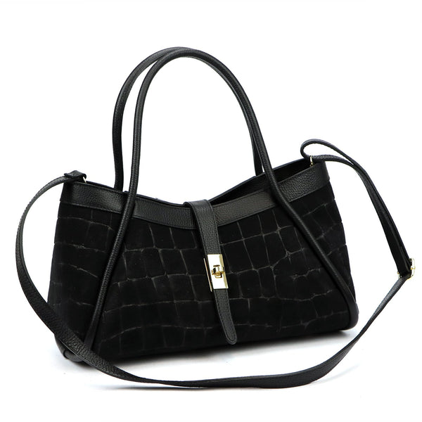 Camilla PREMIUM 10.014 CROCO juoda odinė rankinė czarny
