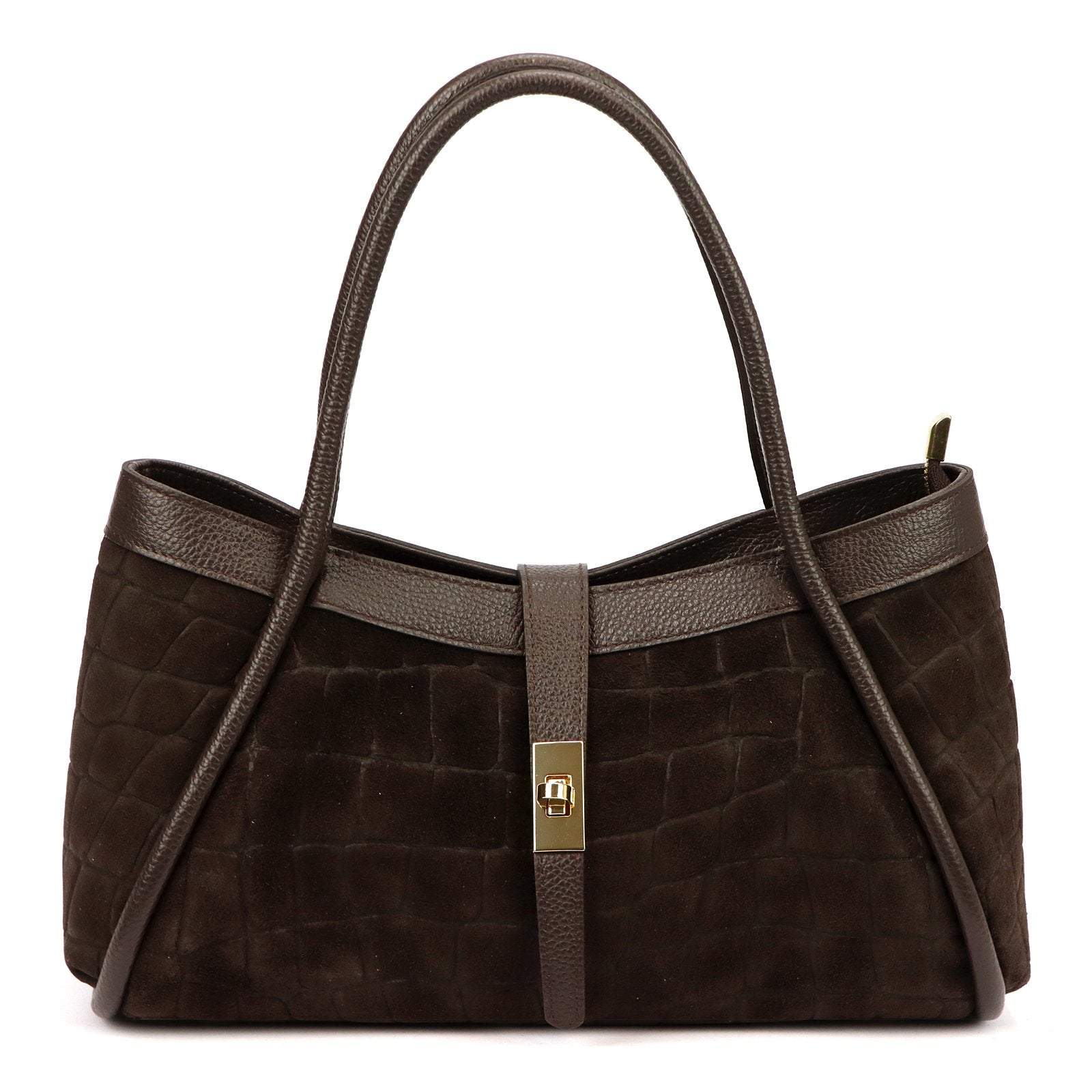 Camilla PREMIUM 10.014 CROCO tamsiai ruda odinė rankinė ciemny brąz