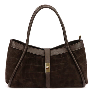 Camilla PREMIUM 10.014 CROCO tamsiai ruda odinė rankinė ciemny brąz