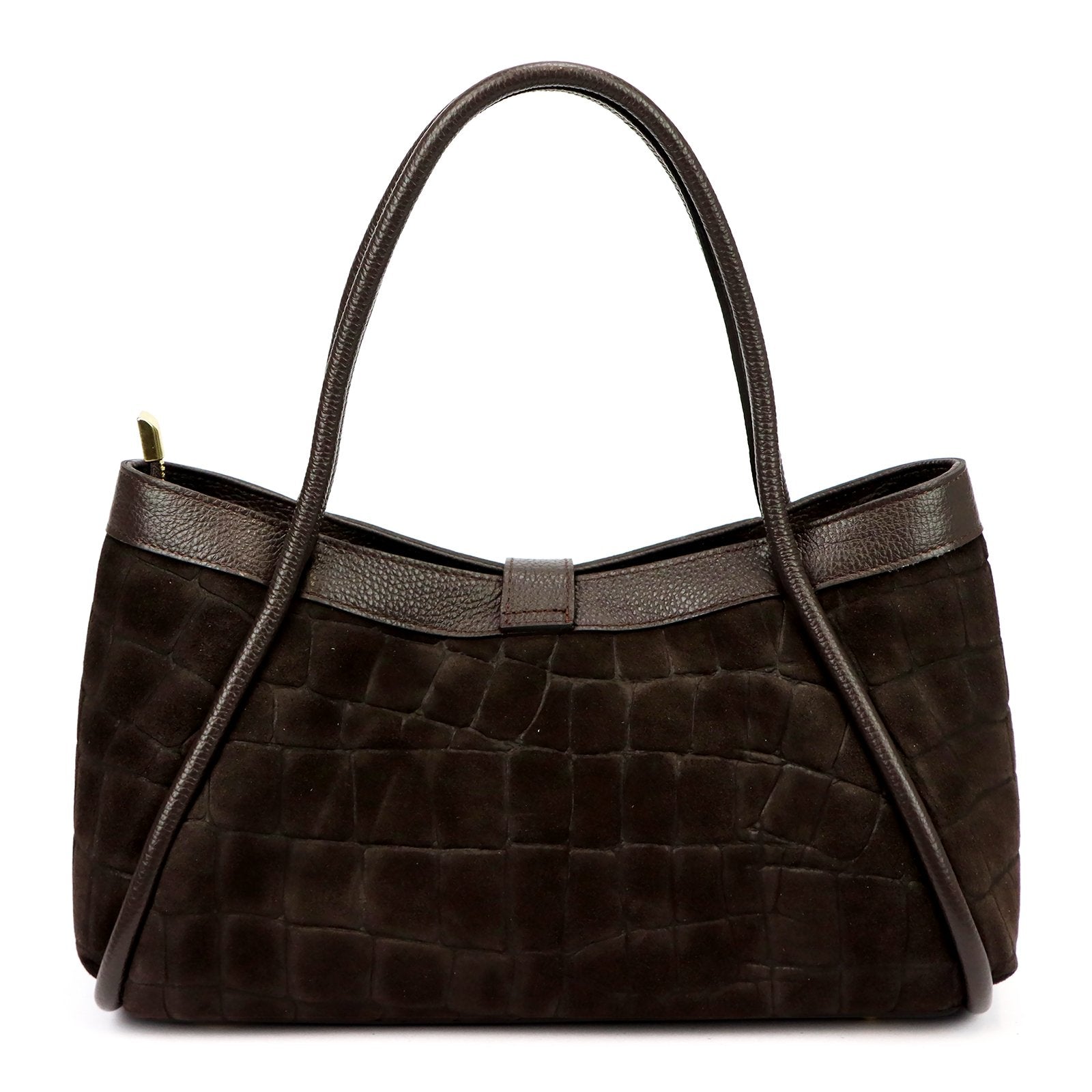 Camilla PREMIUM 10.014 CROCO tamsiai ruda odinė rankinė ciemny brąz