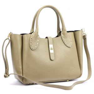 Luka 25-061 2 viename taupe natūralios odos rankinė taupe