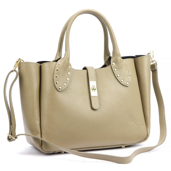 Luka 25-061 2 viename taupe natūralios odos rankinė taupe