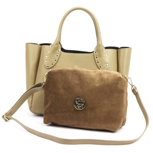 Luka 25-061 2 viename taupe natūralios odos rankinė taupe