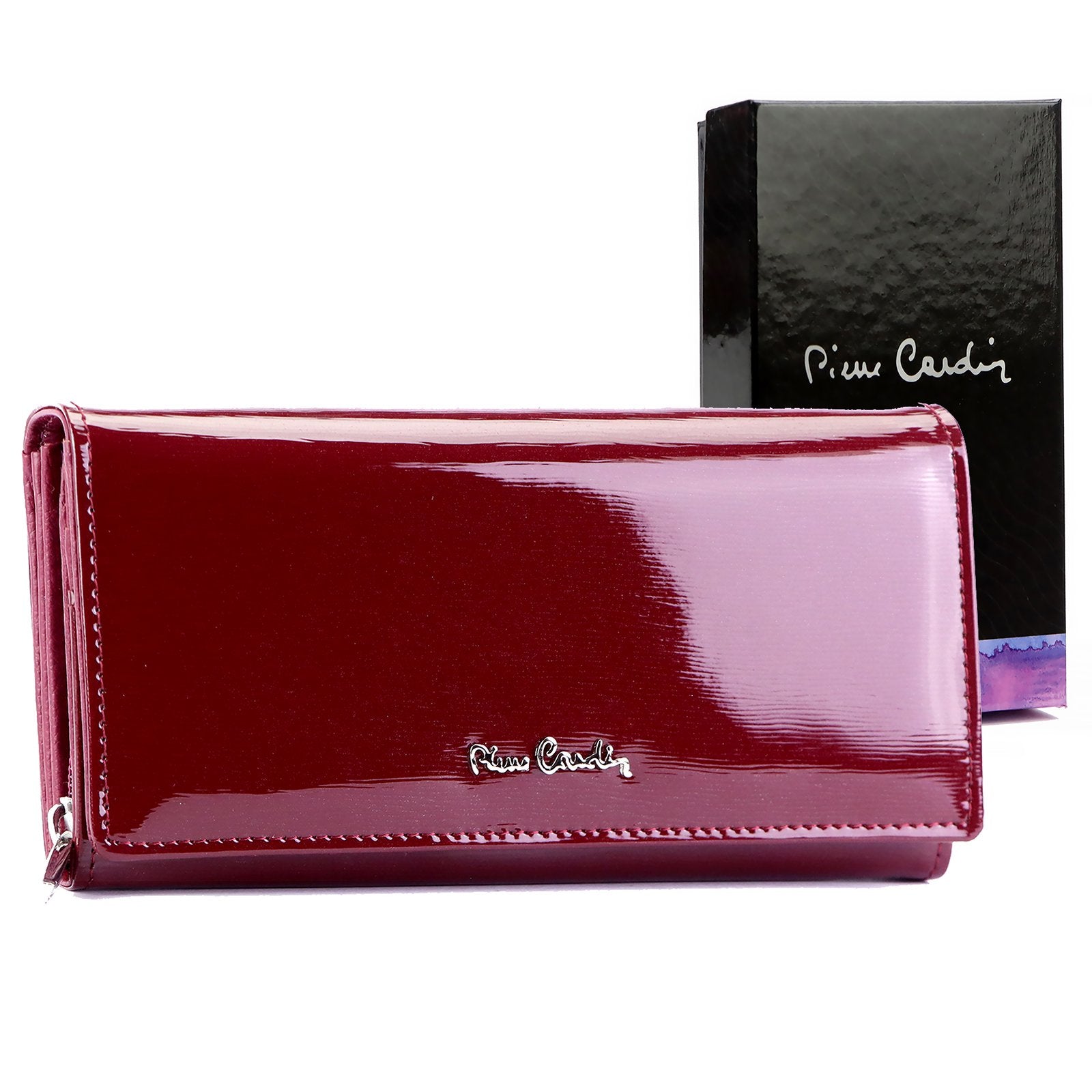 Pierre Cardin 05 LINE 106 violetinė odinė piniginė fioletowy