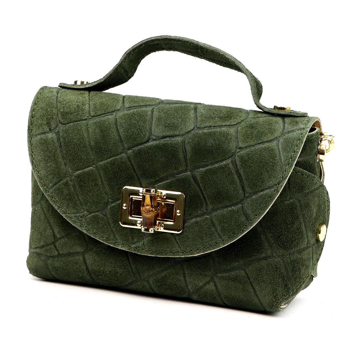 Luka 26-106 CROCO tamsiai žalia odinė rankinė ciemny zielony