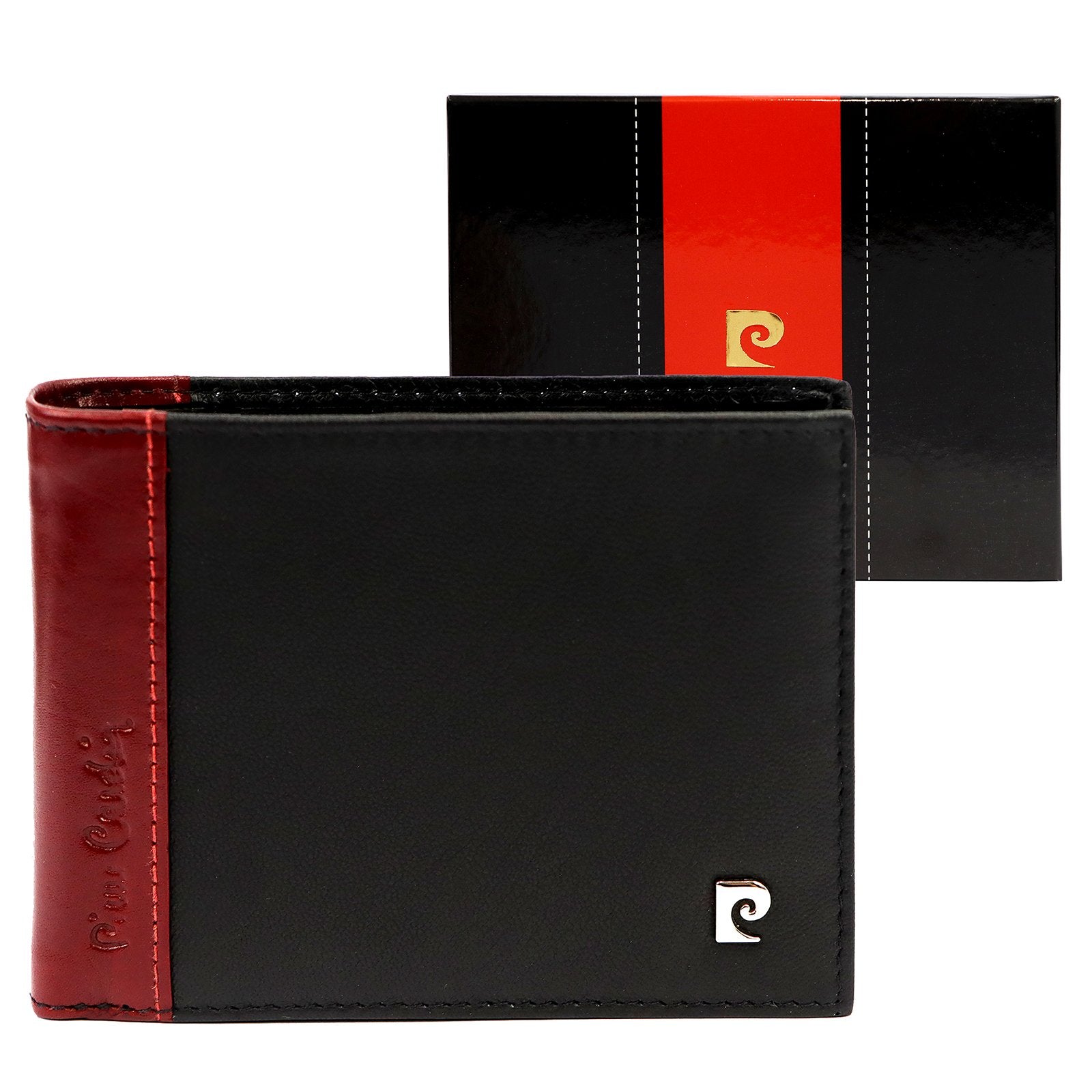 Pierre Cardin TILAK30 8806 juoda ir raudona odinė piniginė czarny + czerwony