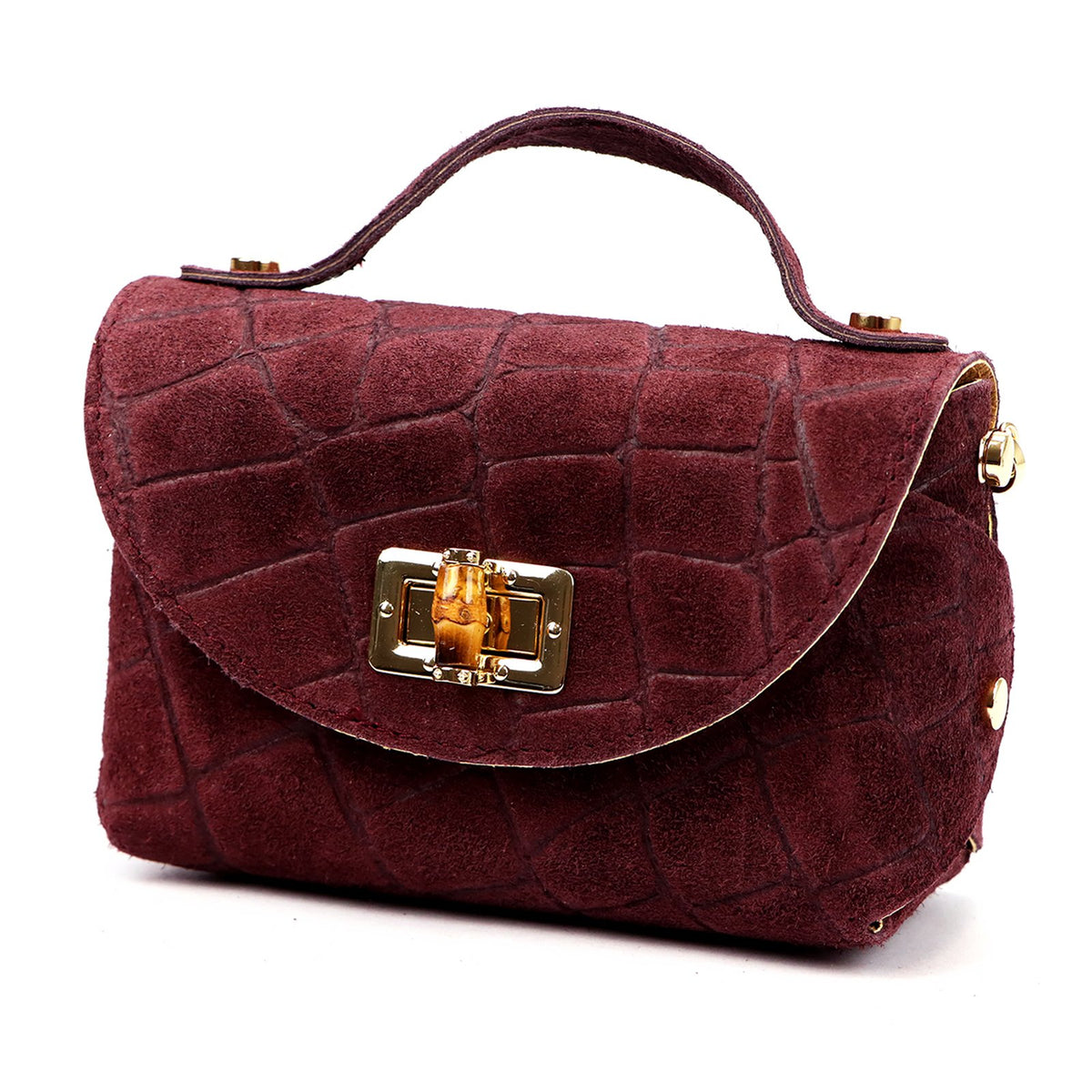 Luka 26-106 CROCO bordo natūralios odos rankinė bordo