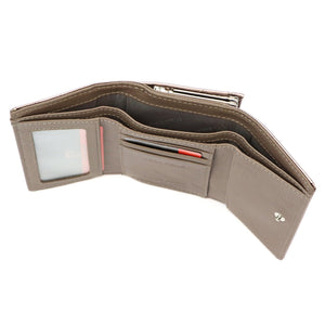 Pierre Cardin 02 LEAF 117 pelenų pilka natūralios odos piniginė popiel