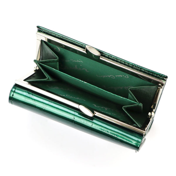 Pierre Cardin 02 LEAF 117 žalia odinė piniginė zielony