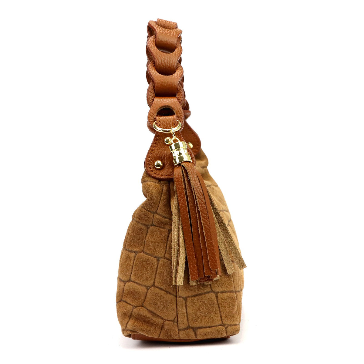 Luka 26-032 CROCO zomšinė rankinė, kupranugario spalva camel-1