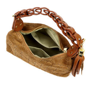 Luka 26-032 CROCO zomšinė rankinė, kupranugario spalva camel-1
