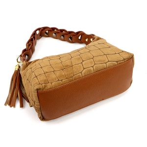 Luka 26-032 CROCO zomšinė rankinė, kupranugario spalva camel-1