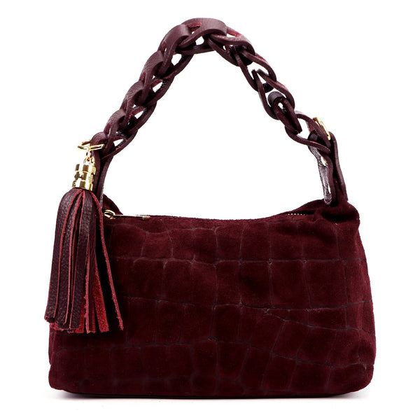 Luka 26-032 CROCO bordo zomšinės odos rankinė bordo