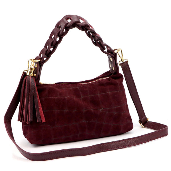 Luka 26-032 CROCO bordo zomšinės odos rankinė bordo