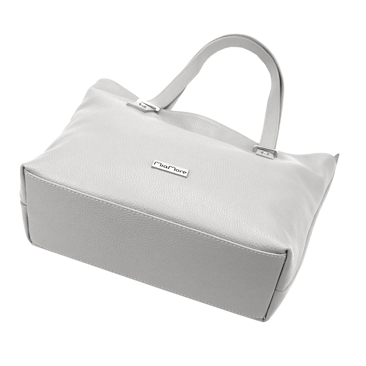 MiaMore 01-058 DOLLARO šviesiai peleninė odinė rankinė jasny popiel