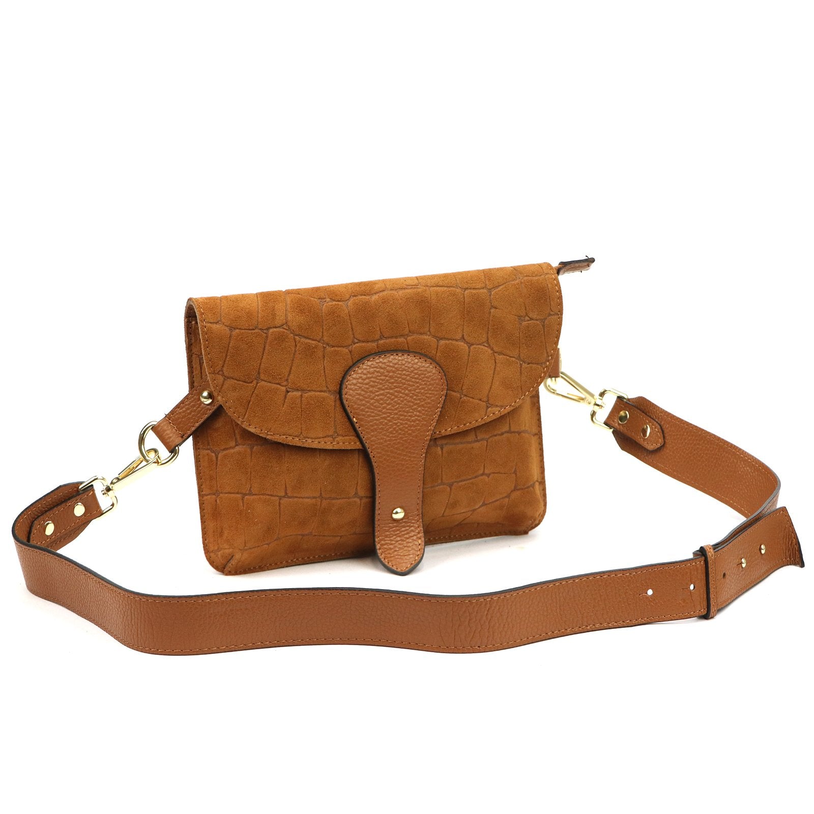Luka 26-100-2 D CROCO camel-2 natūralios odos rankinė camel-2