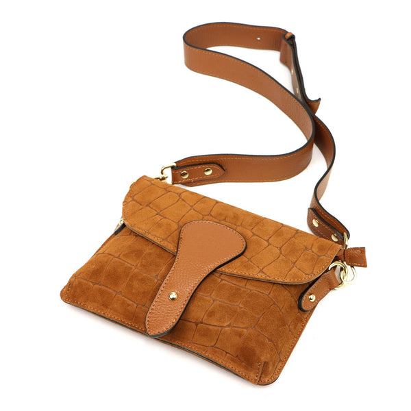 Luka 26-100-2 D CROCO camel-2 natūralios odos rankinė camel-2