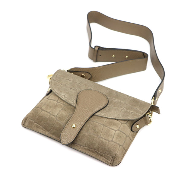 Luka 26-100-2 D CROCO taupe natūralios odos rankinė taupe