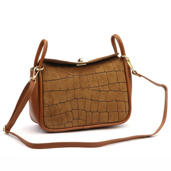 Luka 26-173 CROCO camel-1 natūralios odos rankinė camel-1