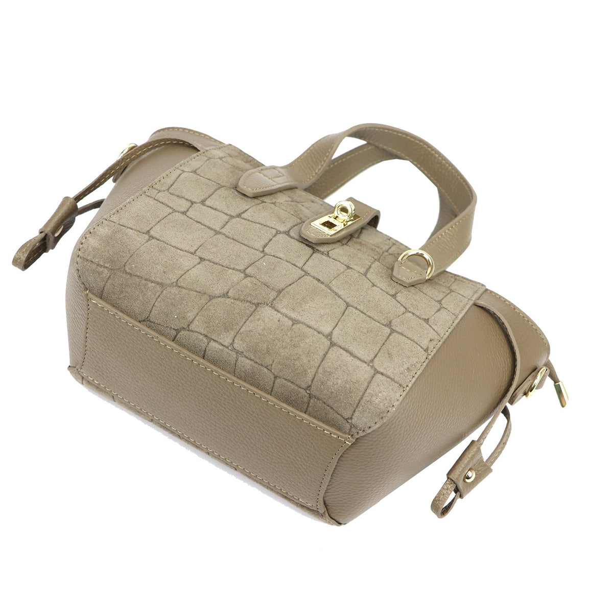 Luka 24-092 CROCO taupe natūralios odos rankinė taupe