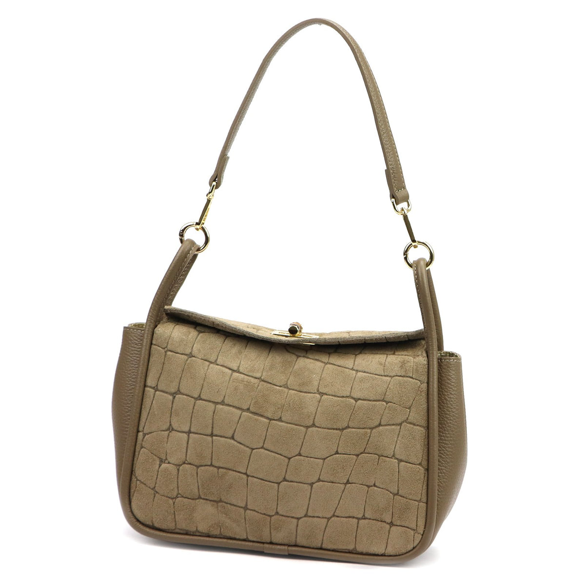 Luka 26-173 CROCO tamsi taupe natūralios odos rankinė taupe scuro