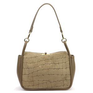 Luka 26-173 CROCO tamsi taupe natūralios odos rankinė taupe scuro