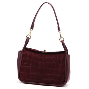 Luka 26-173 CROCO bordo odinė rankinė bordo