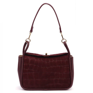 Luka 26-173 CROCO bordo odinė rankinė bordo