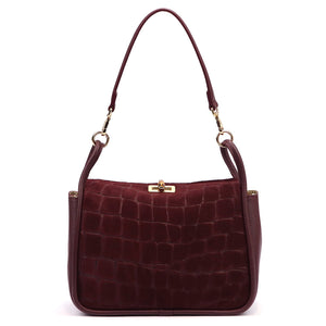 Luka 26-173 CROCO bordo odinė rankinė bordo