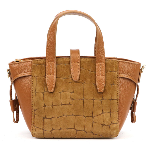 Luka 24-092 CROCO camel-2 natūralios odos rankinė camel-2