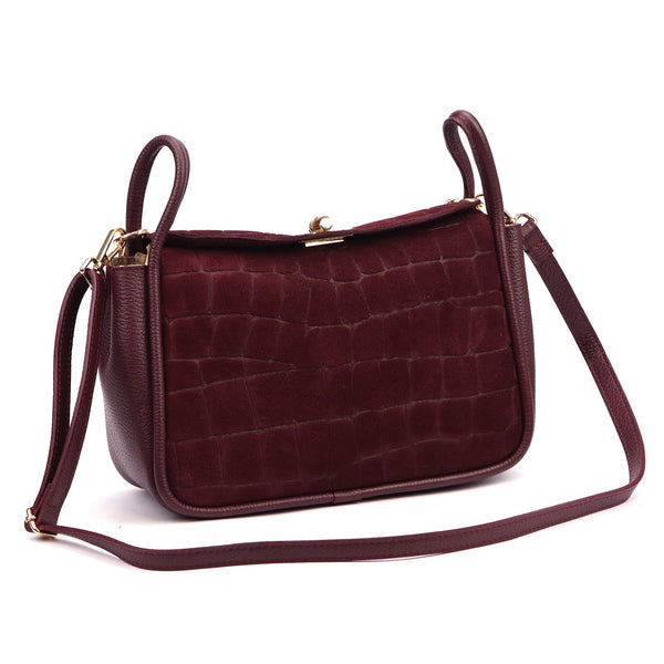 Luka 26-173 CROCO bordo odinė rankinė bordo