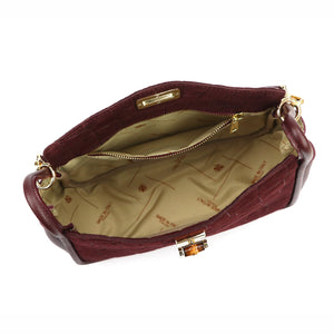 Luka 26-173 CROCO bordo odinė rankinė bordo