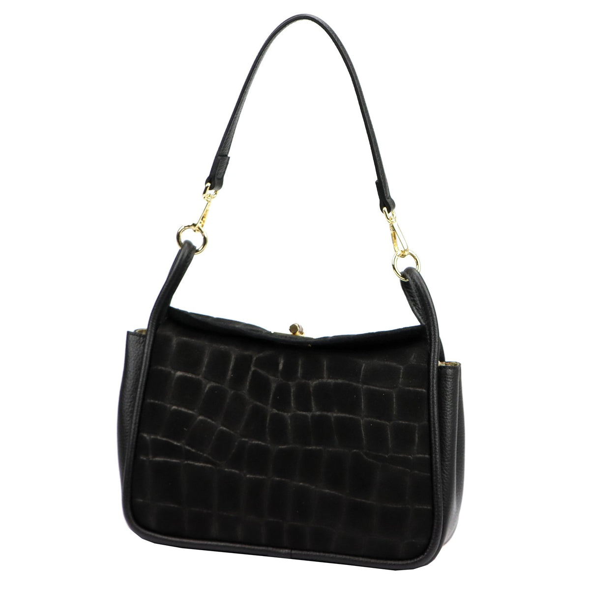 Luka 26-173 CROCO juoda odinė rankinė czarny