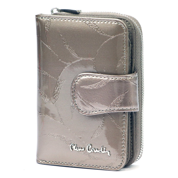 Pierre Cardin 02 LEAF 115 pilka natūralios odos piniginė popiel