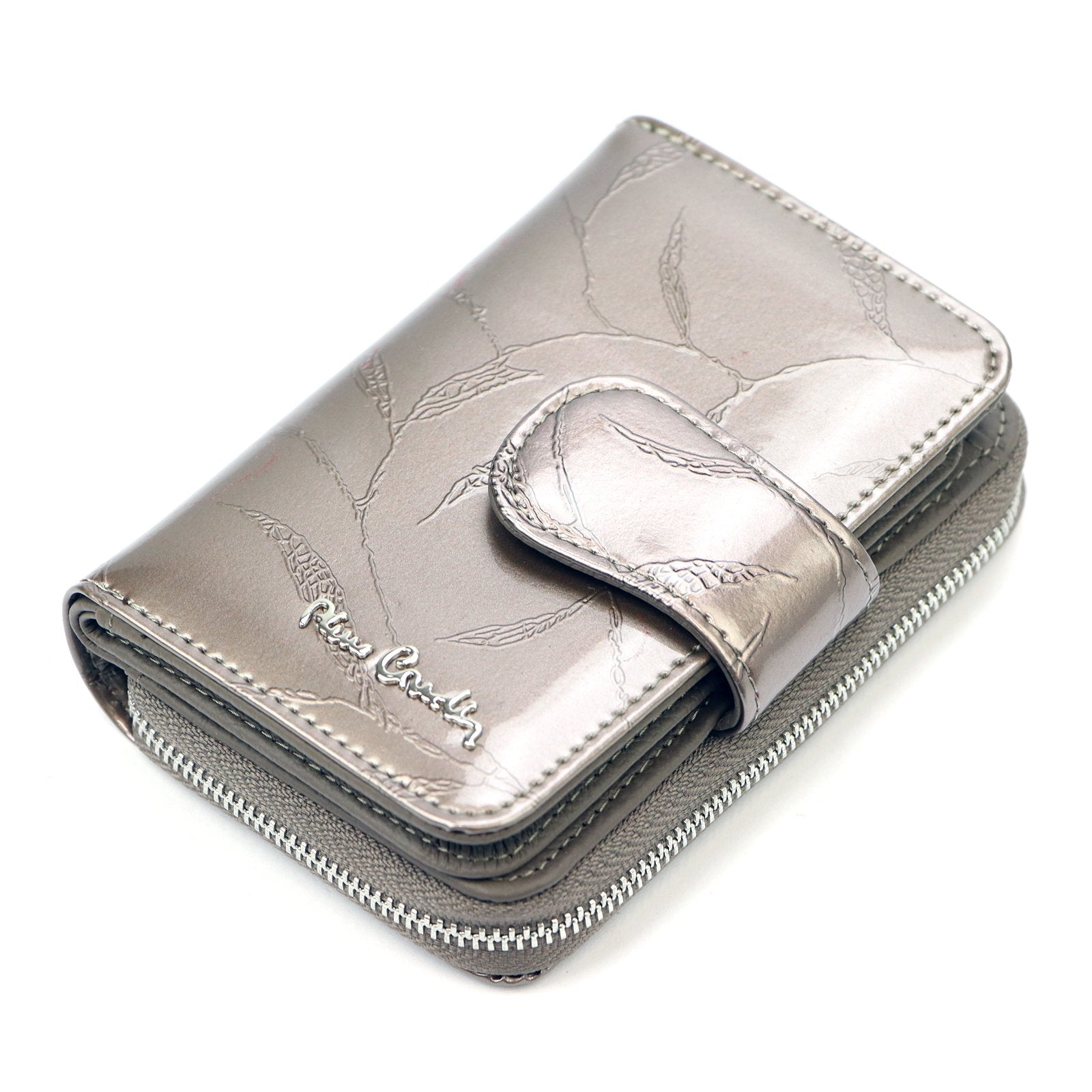 Pierre Cardin 02 LEAF 115 pilka natūralios odos piniginė popiel
