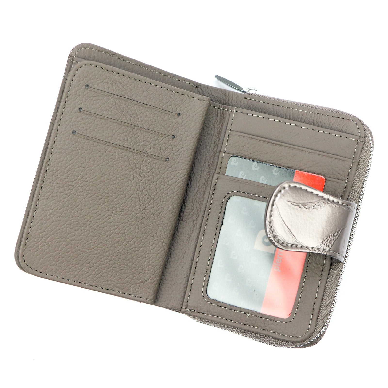 Pierre Cardin 02 LEAF 115 pilka natūralios odos piniginė popiel
