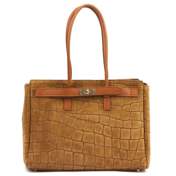 Camilla PREMIUM 10.004 CROCO camel-2 odinė rankinė camel-2