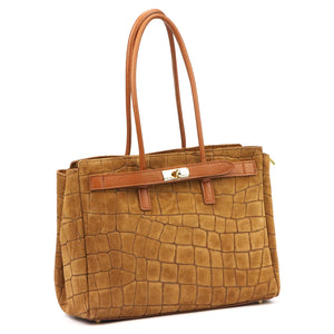 Camilla PREMIUM 10.004 CROCO camel-2 odinė rankinė camel-2