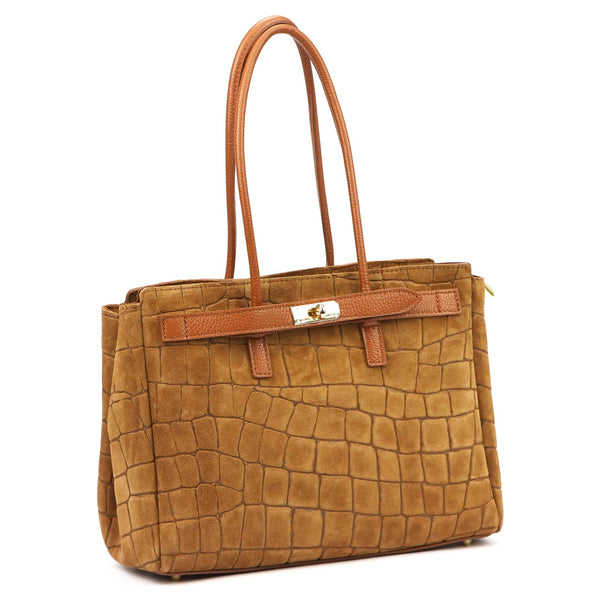 Camilla PREMIUM 10.004 CROCO camel-2 odinė rankinė camel-2