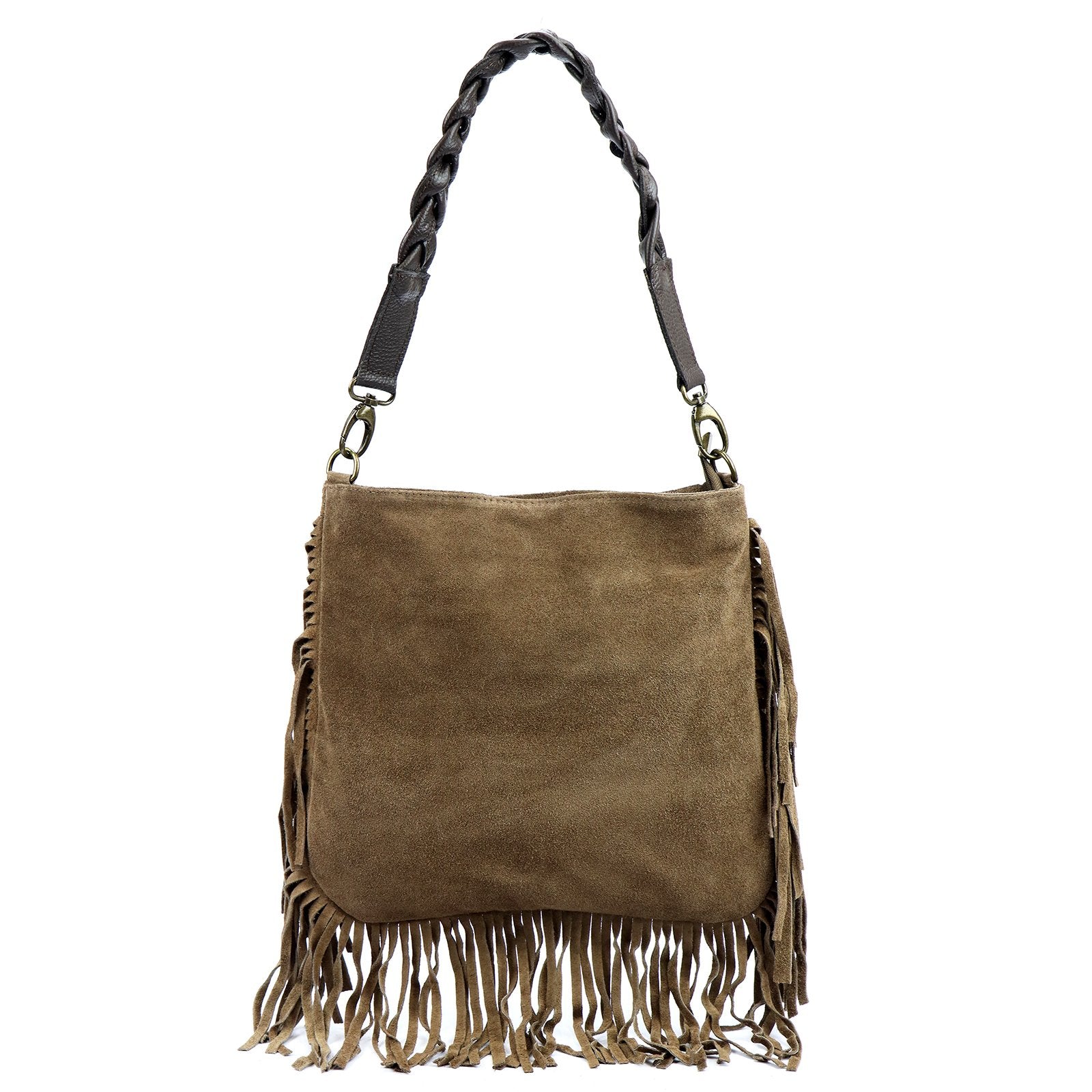 Luka 25-022 taupe ir tamsiai ruda odinė rankinė taupe + ciemny brąz