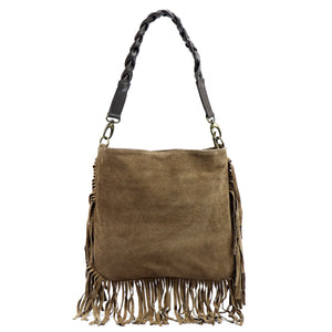 Luka 25-022 taupe ir tamsiai ruda odinė rankinė taupe + ciemny brąz