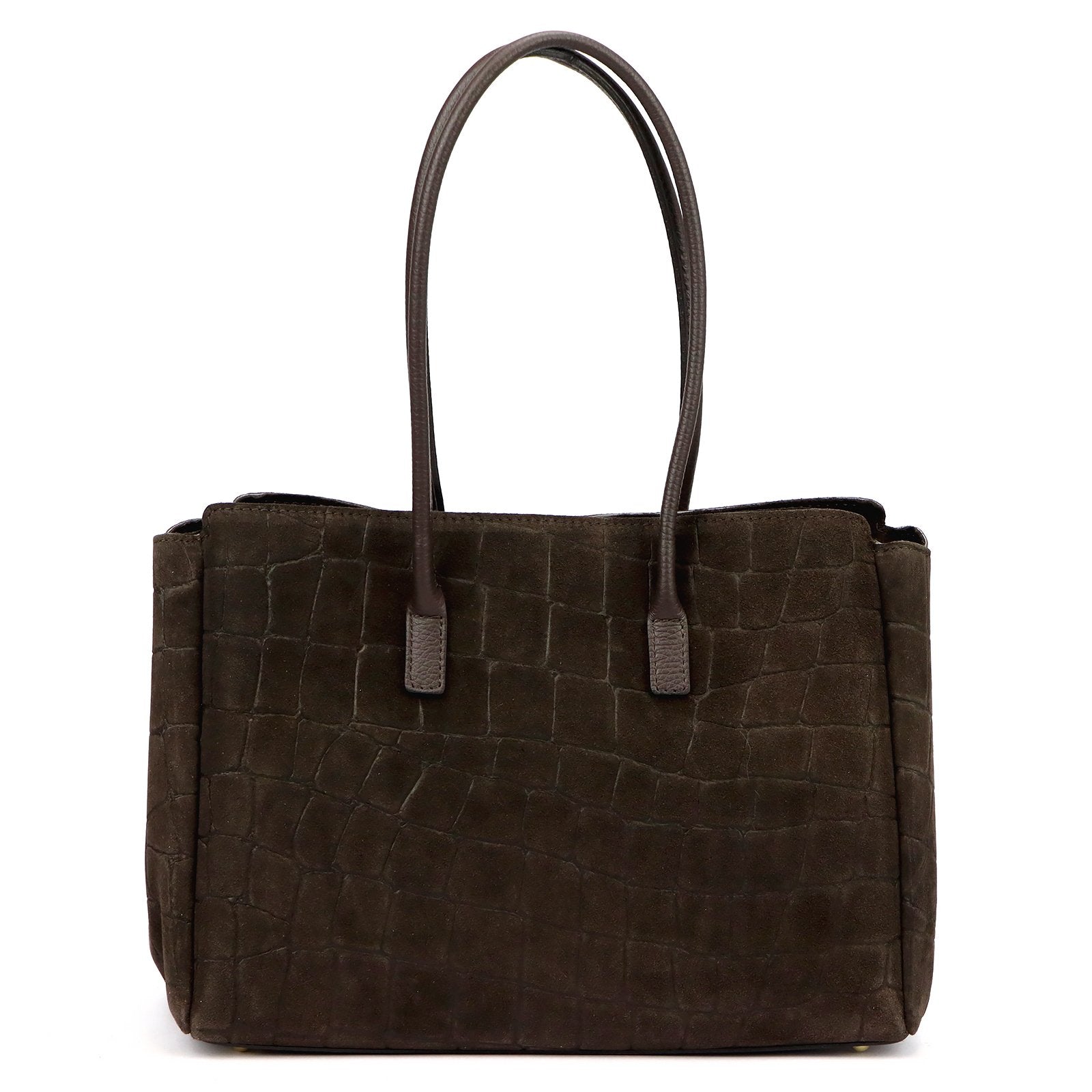 Camilla PREMIUM 10.004 CROCO tamsiai ruda odinė rankinė ciemny brąz