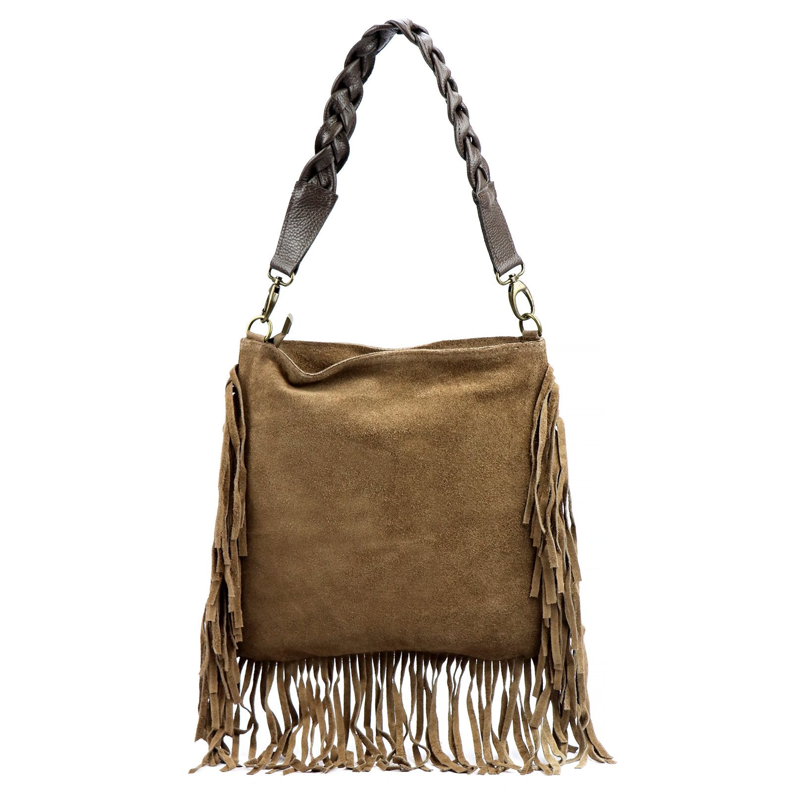 Luka 25-022 taupe ir tamsiai ruda odinė rankinė taupe + ciemny brąz