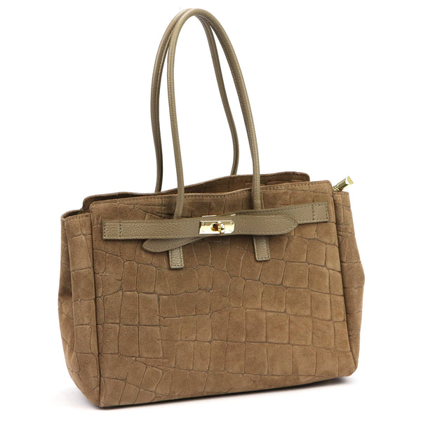 Camilla PREMIUM 10.004 CROCO taupe natūralios odos rankinė taupe