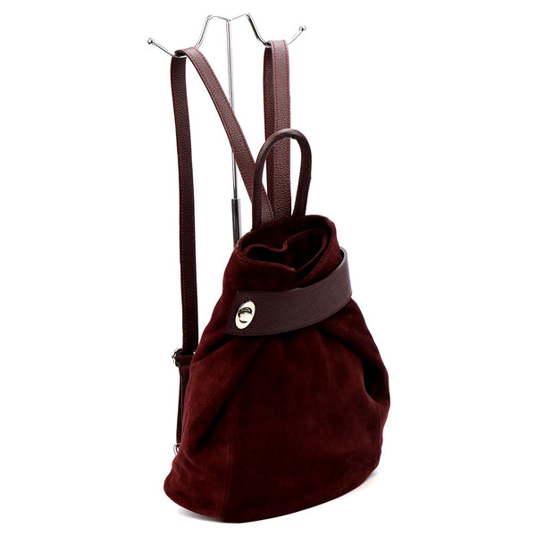 Luka 26-062 bordo spalvos odinė kuprinė bordo